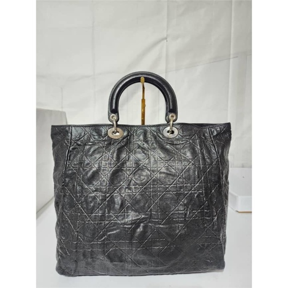 Authentic Christian Dior Soft Lambskin Quilted Tote Black - Picture 3 of 12